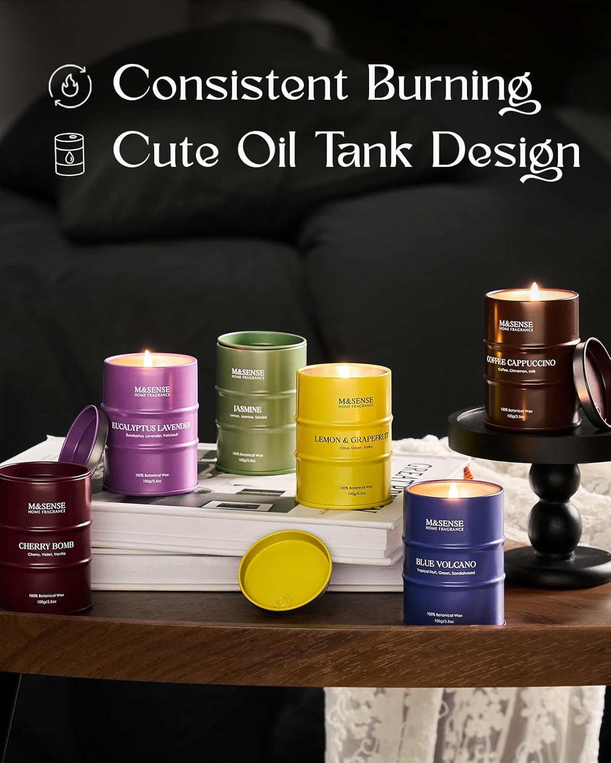 Fall Candle Gift Set | Mini Scented Candles Set|6 Pack Candles for Home Scented,Lemon Grapefruit Eucalyptus Lavender Jasmine Coffee Cherry Candle,Gift Set for Women and Men,Soy Wax 21 oz 105 Hour