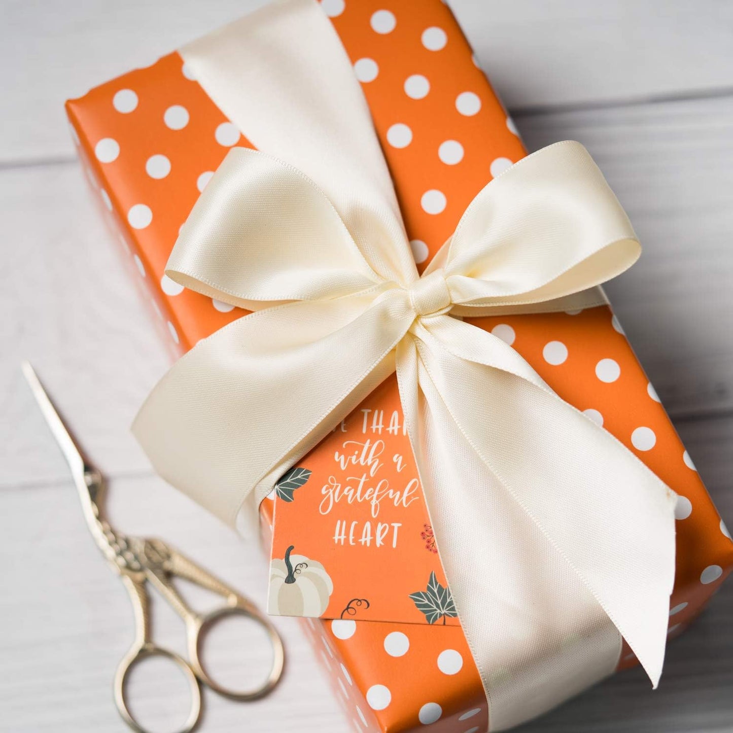 WRAPAHOLIC Reversible Wrapping Paper - Mini Roll - 17 Inch X 33 Feet - Orange and Polka Dot Design for Birthday, Holiday, Wedding, Baby Shower
