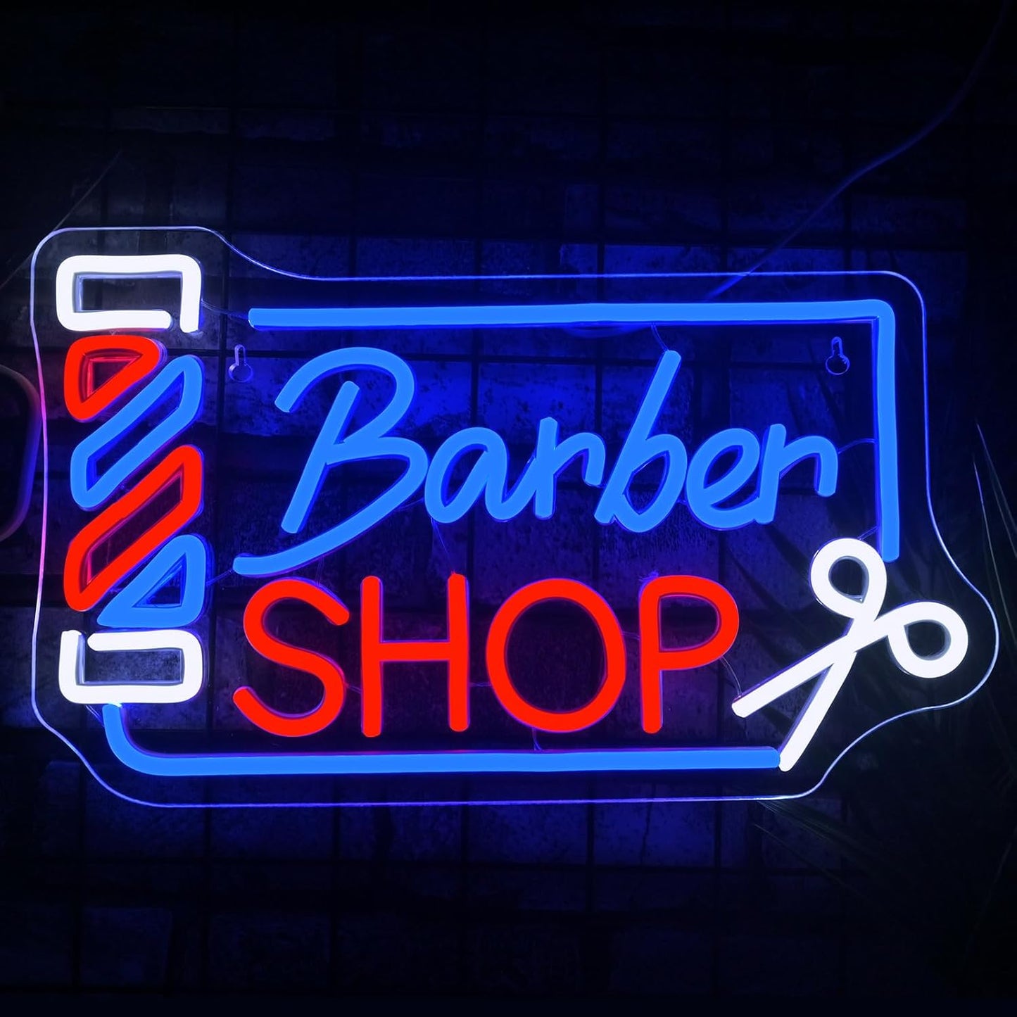Looklight Barber Shop Neon Sign Dimmable Barber Pole Led Signs for Wall Decor Salon Station Neon Light Sign for Pole Hair Salon Accessories Business Store Supplies Usb Powered 14.56"X8.66"