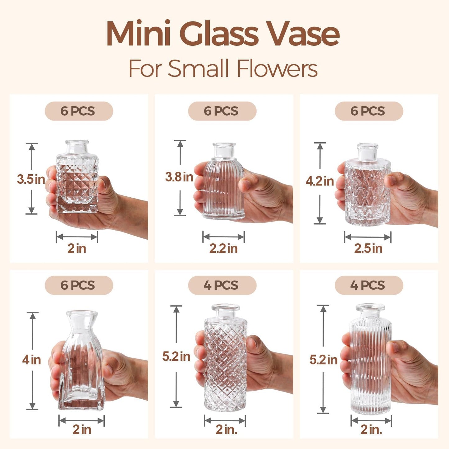 ComSaf Glass Bud Vases Set of 32, Small Clear Bud Vases in Bulk, Mini Flowers Vases for Centerpieces, Vintage Bottle Set for Table Decorations, Wedding Decor, Recepetion, Home, (Clear)