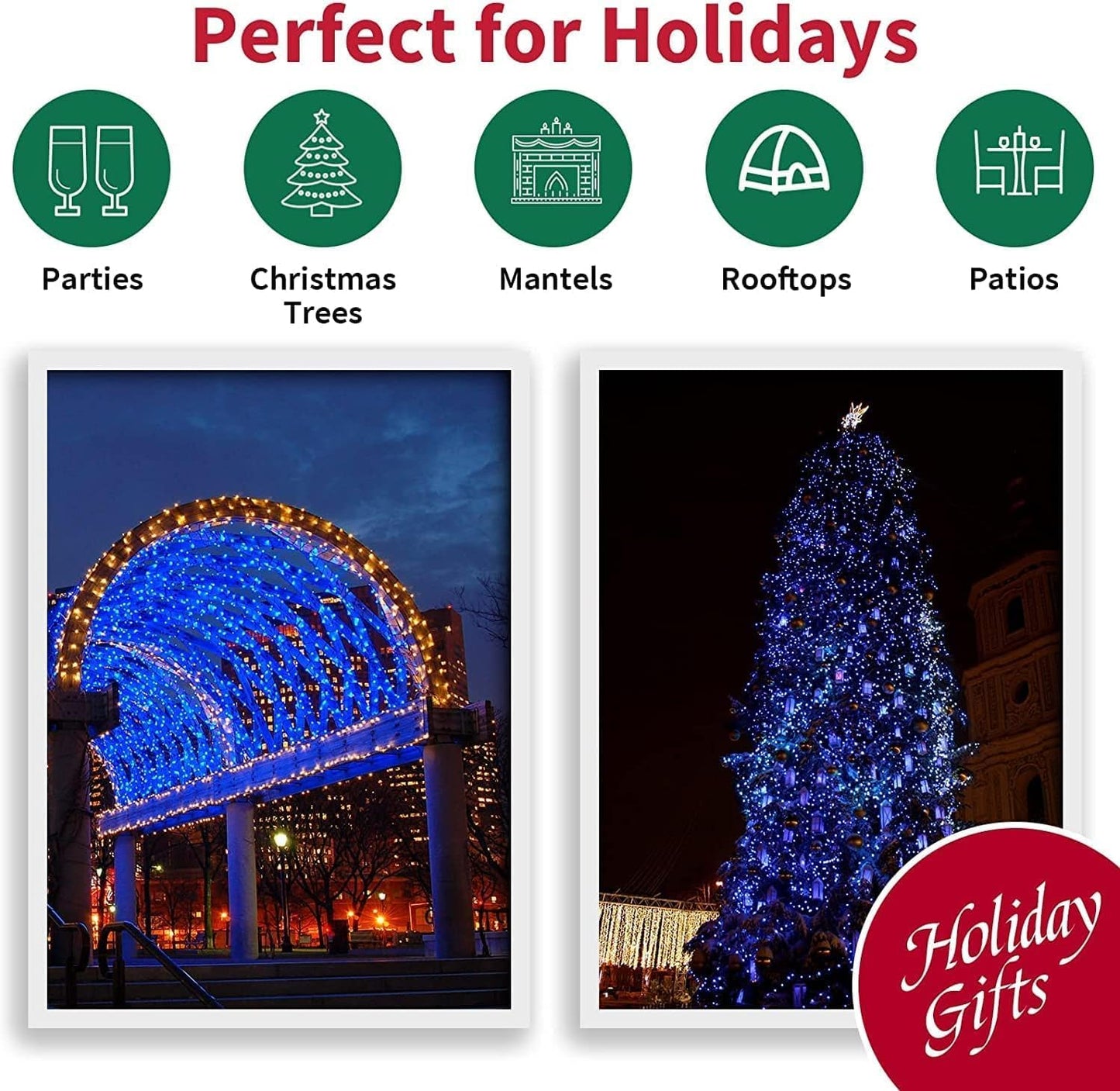 LAMPHOME 33ft Christmas Decorative Mini Lights, 100 LED Transparent Wire Fairy Starry String Lights Plug in, 11 Lighting Modes, for Indoor Outdoor Xmas Tree Wedding Party Decoration (Blue)