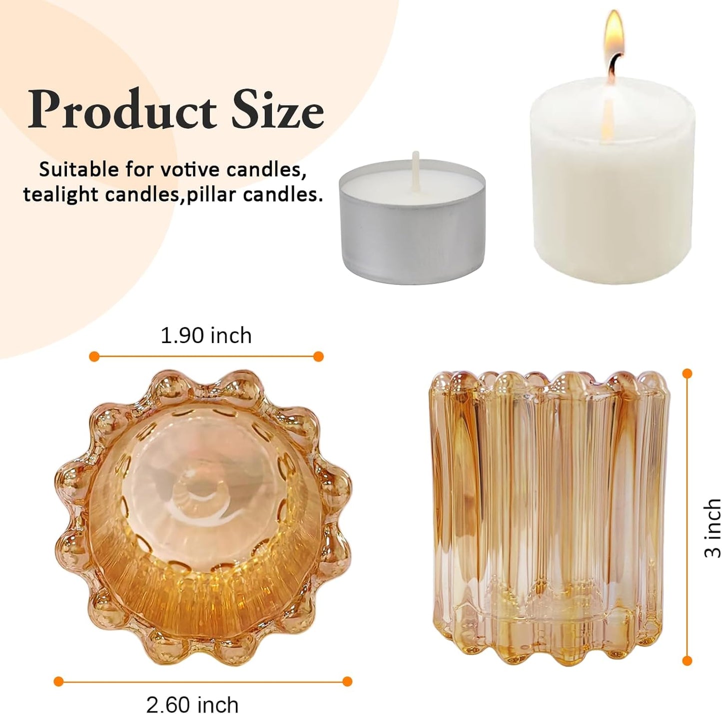 GOLDEAL 6Pcs Gold Glass Votive Candle Holders Tealight Holders Decorative, Tea Candle Holders Bulk,Candlestick for Wedding, Party,Dinner, Home Table Decor.