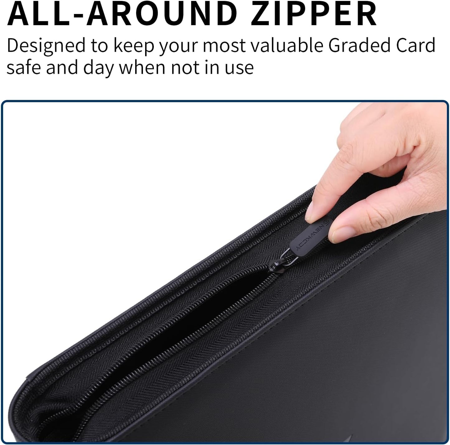 Snekdy premium 1024-pocket trading card binder, 16-pocket cards album, waterproof PU-leather Cover album with side loading, holds gaming, baseball, basketball & sports cards (Black)