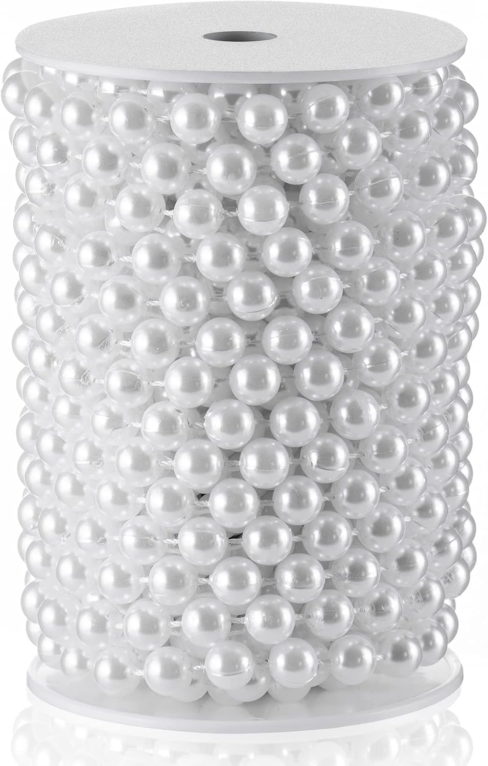 Craft String Pearls 10MM Pearl Bead, 33 Feet White Faux Pearl Garland Spool Roll Strand Wedding Party Decoration, Christmas Tree Decorations