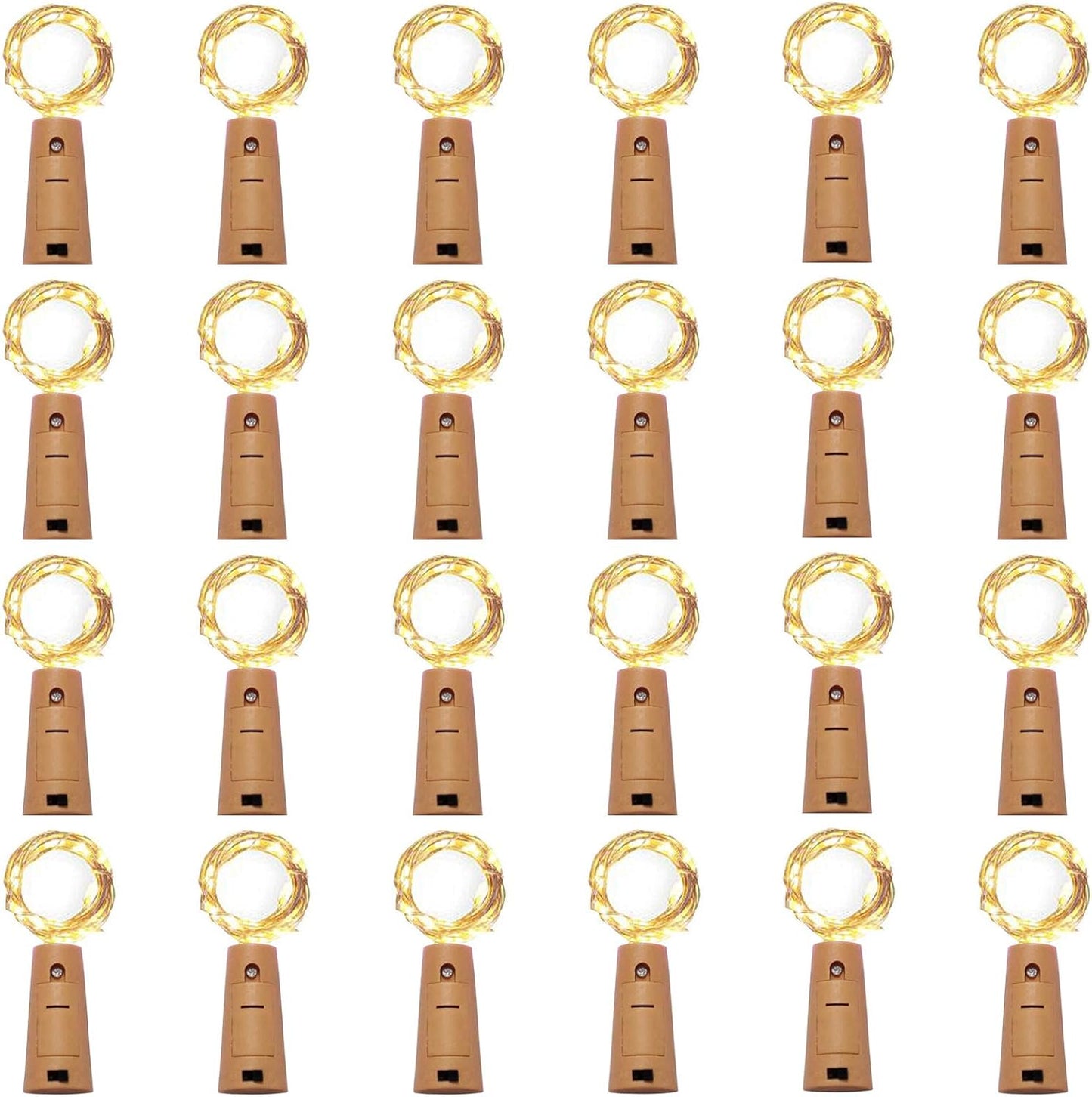 24 Pack 20 LED Wine Bottle Cork Lights, Fairy Mini String Lights Copper Wire, Battery Operated Starry Lights for DIY, Christmas, Halloween, Wedding, Party, Indoor&Outdoor (24 Pack, Warm White)