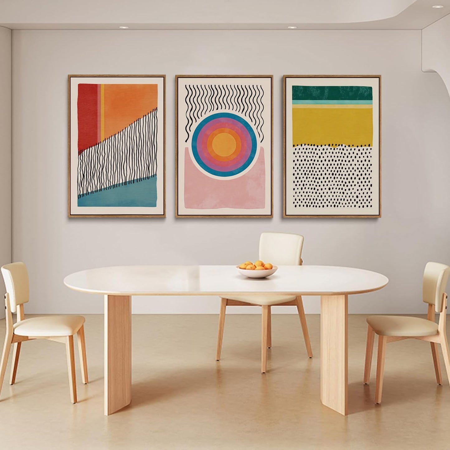 myusuar 3 Piece Large Modern Abstract Canvas Framed Wall Art For Living Room, Midcentury Minimalist Boho Wall Art Decor Posters Prints For Bedroom Office, 16x24in