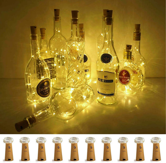 Wine Bottle Lights with Cork, LoveNite 10 Pack Battery Operated Bright LED Fairy Mini String Lights for Liquor Bottles DIY, Birthday Party, Christmas, Wedding - Indoor Decorative Lighting (Warm White)