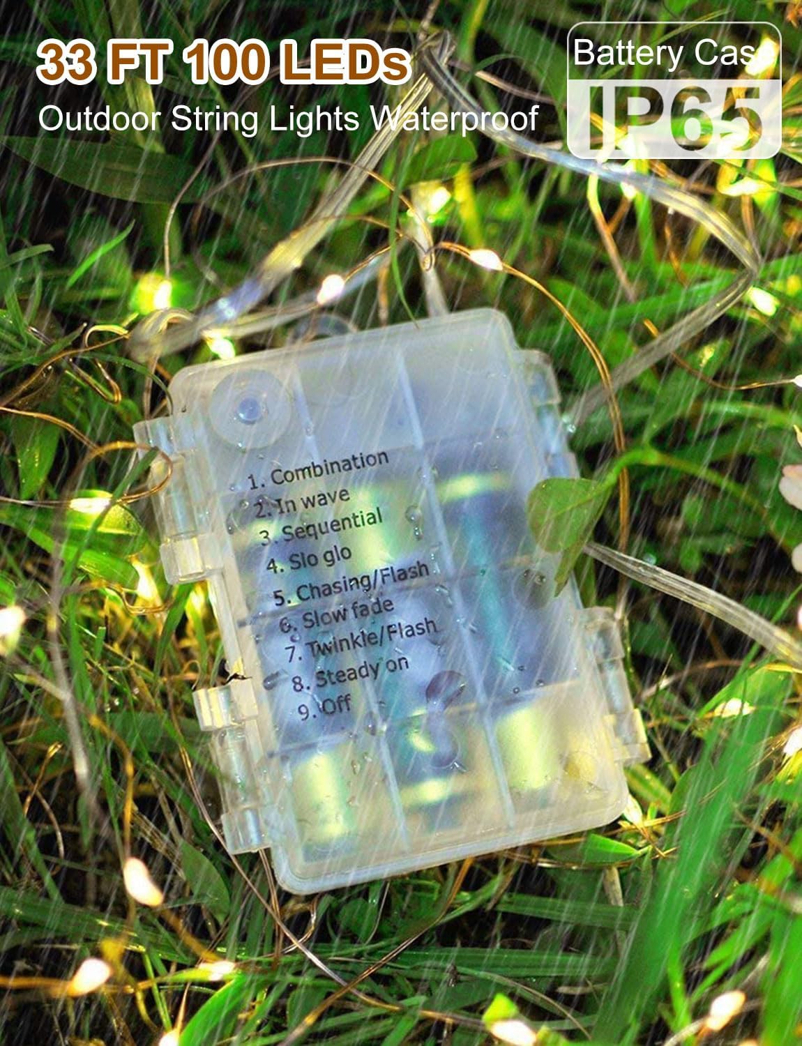 Photo Clip String Lights with Remote, 33FT 100 LED Battery Operated String Lights, Waterproof Copper Wire Starry Lights with 50 Clear Clips, Powered Fairy Lights for Teen Girl Gifts Bedroom 8 Modes