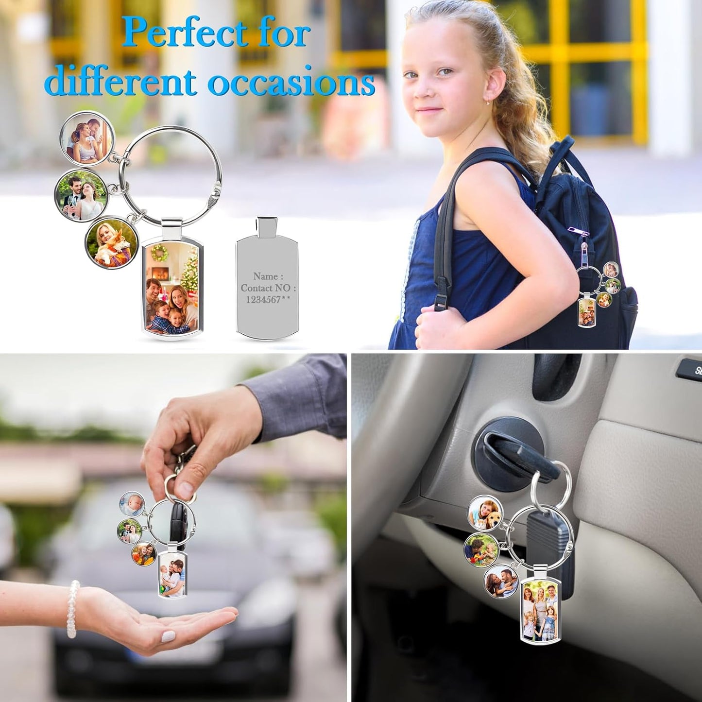 Double Side Custom Keychain with Picture Personalized Engraving Photo Text Customized Gifts for Men Women