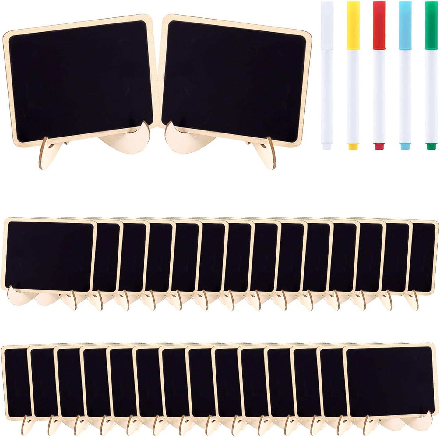 Swpeet 30Pcs Mini Chalkboards Signs with Liquid Chalk Markers and Easel Stand, Rectangle Message Board Signs for Weddings Place Cards, Birthday Parties, Table Numbers and Event Decorations