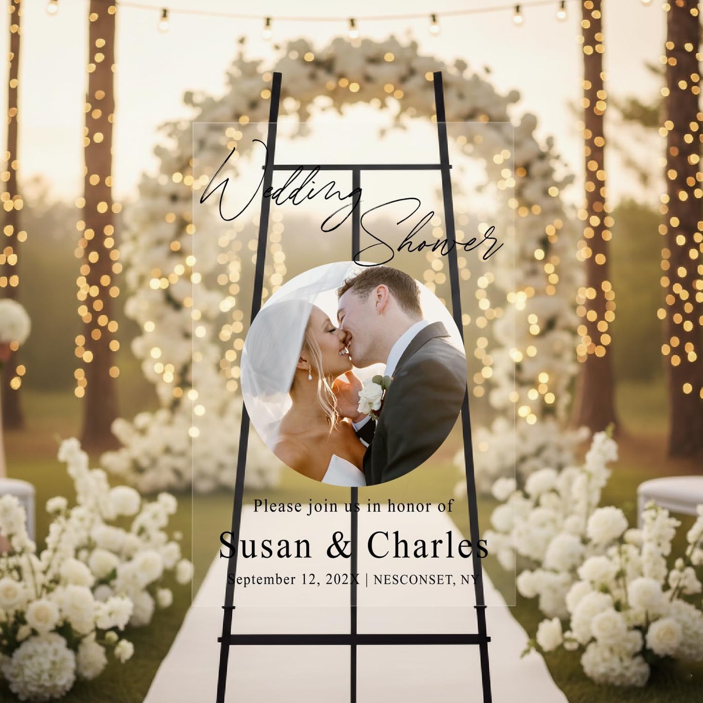 Personalized Wedding Photo Acrylic Welcome Sign – Custom Picture Board with Bride & Groom Names, Elegant Acrylic Wedding Reception Entrance or Ceremony Decoration, Indoor & Outdoor Keepsake Gift #5