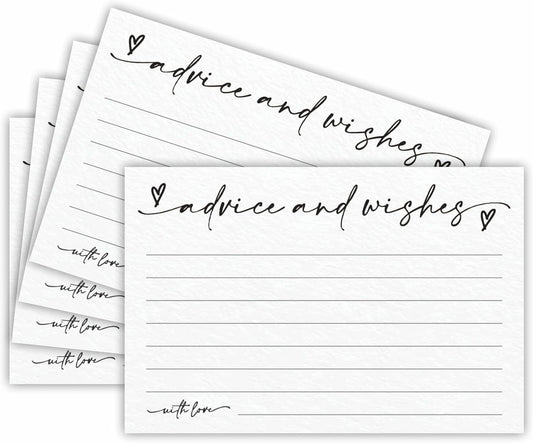 30 Advice & Wishes Cards - Minimalism White - Double Sided Fill-In Advice Cards For Bridal, Wedding, Graduate Party, Mr & Mrs, Retirement, Baby Shower, Party Favor & Supplies - A02