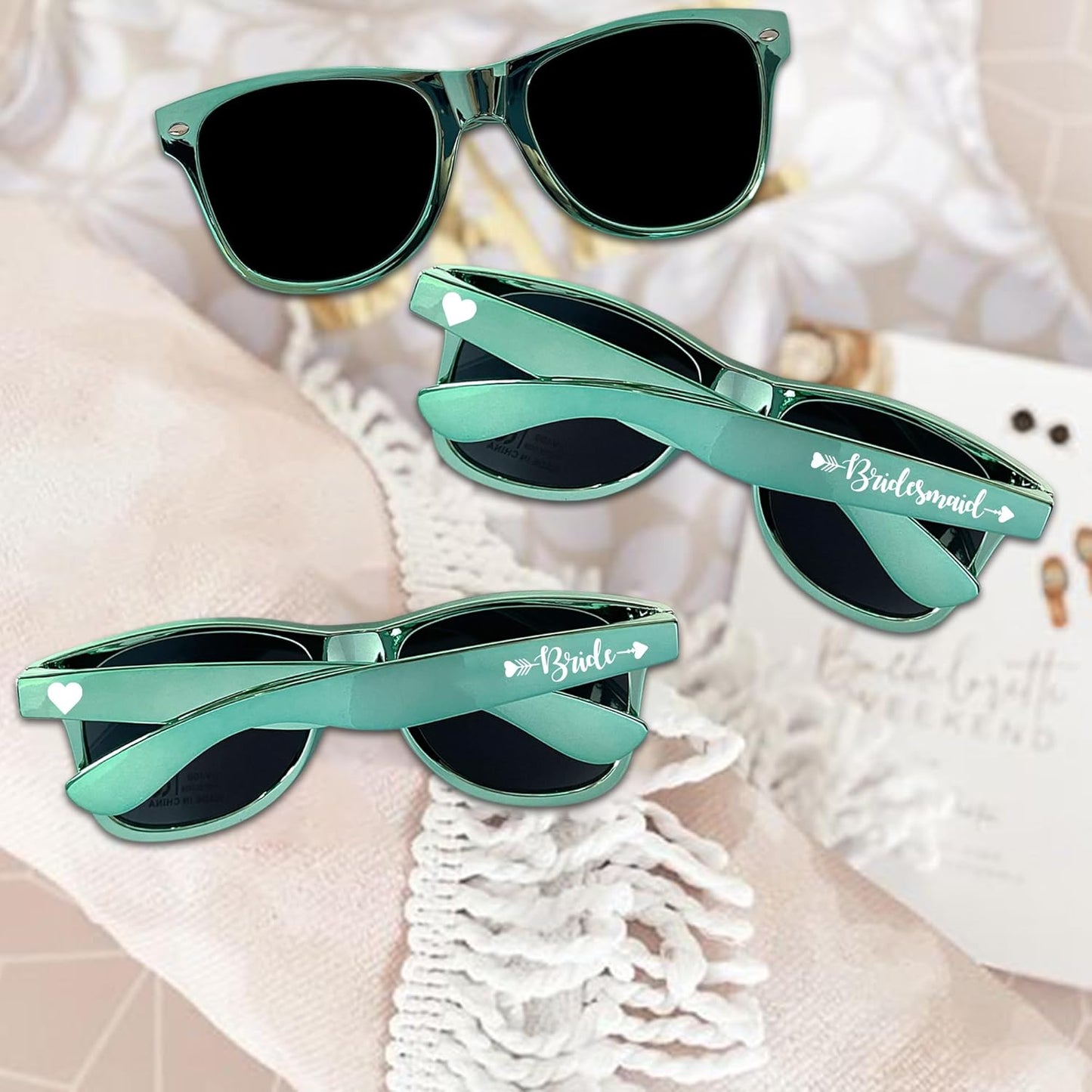 LADY&HOME 10 Pack Bachelorette Sunglasses,Bride Bridesmaid Sunglasses for Bachelorette Party Favors (Sage Green)