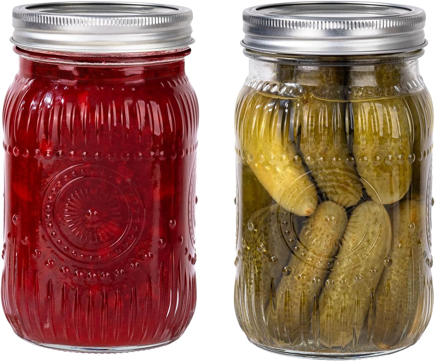 MirthMood 32 oz mason jars , Glass jars with airtight lid Canister Quart Jars for Kitchen Storage ，Mason jar wide mouth Perfect for Canning, Pickling, Preserving, Fermenting, DIY Crafts & Decor 2 Pack