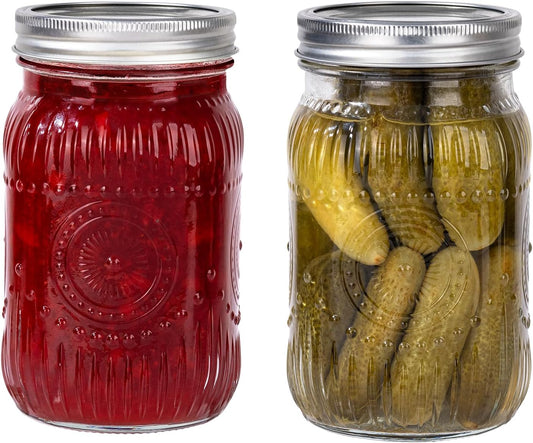 MirthMood 32 oz mason jars , Glass jars with airtight lid Canister Quart Jars for Kitchen Storage ，Mason jar wide mouth Perfect for Canning, Pickling, Preserving, Fermenting, DIY Crafts & Decor 2 Pack