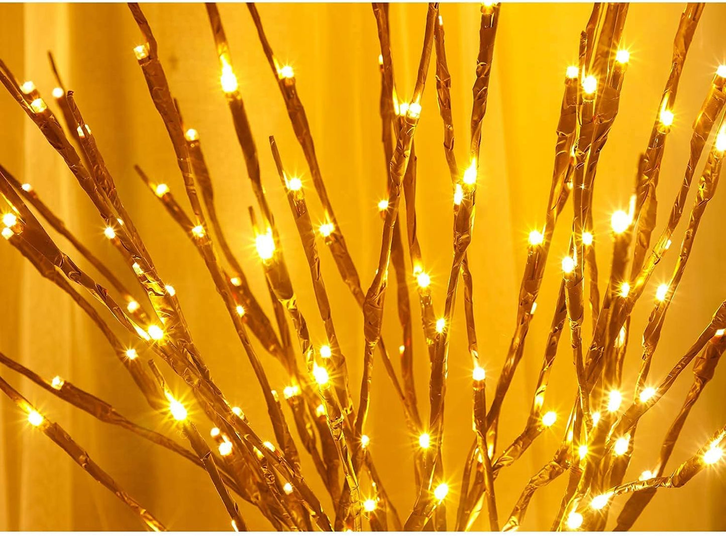 Lights Twig - 60 LED Waterproof & Battery Operated Branch Lights for Vases, Magical Light Up Twigs for Create Christmas Ambience and Lighting Up Dark (3 Pack, Warm Yellow)