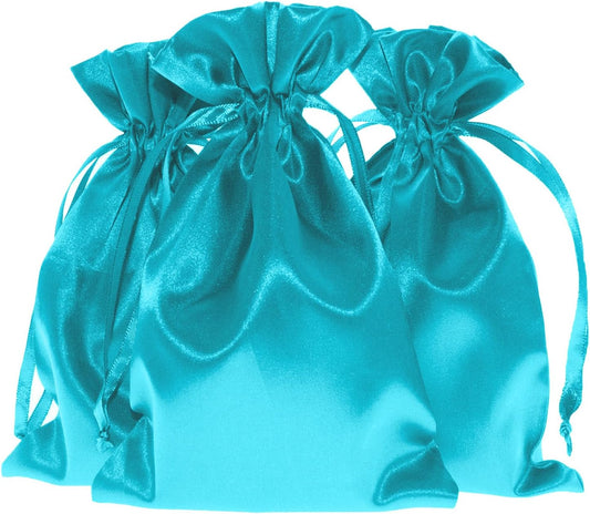 5" x 8" Teal Satin Gift Bags, Jewelry Bags, Wedding Favor Drawstring Baby Shower Christmas 50 per Pack