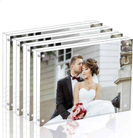 Magicool Premium Acrylic Photo Frame- Magnet Photo Frame -Double Sied Thick Desktop Frames (4x6 4 pack)