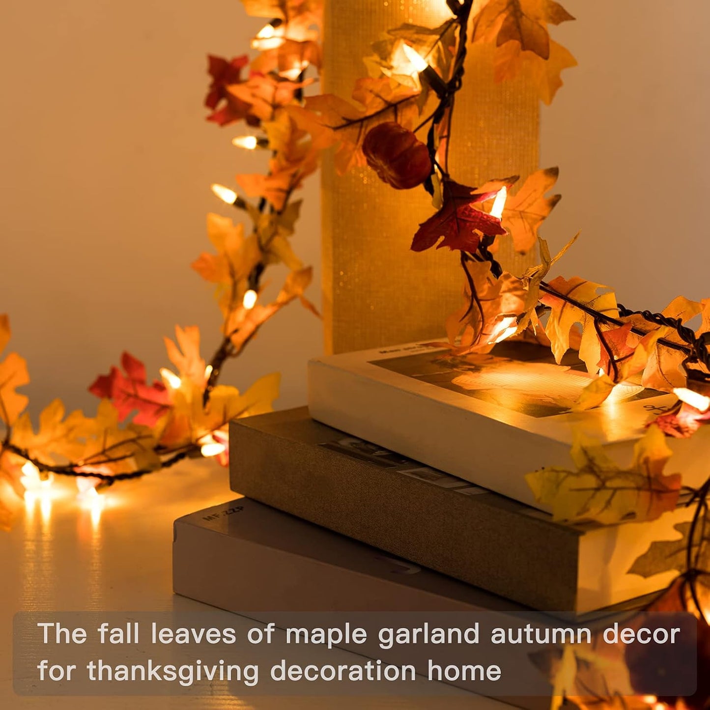 Maple Leaf String Lights Thanksgiving Decorations, Fall Garland Lights String with 35 Incandescent Bulbs for Connectable 15 Sets Display Indoor Outdoor Fall Decor Halloween Decorations