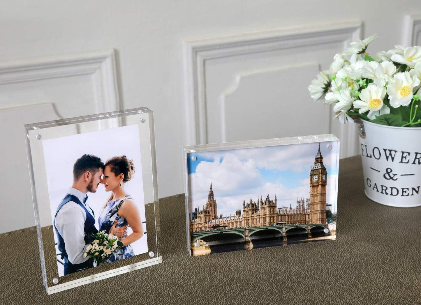 Magicool Premium Acrylic Photo Frame- Magnet Photo Frame -Double Sied Thick Desktop Frames (5x7 5 Pack)
