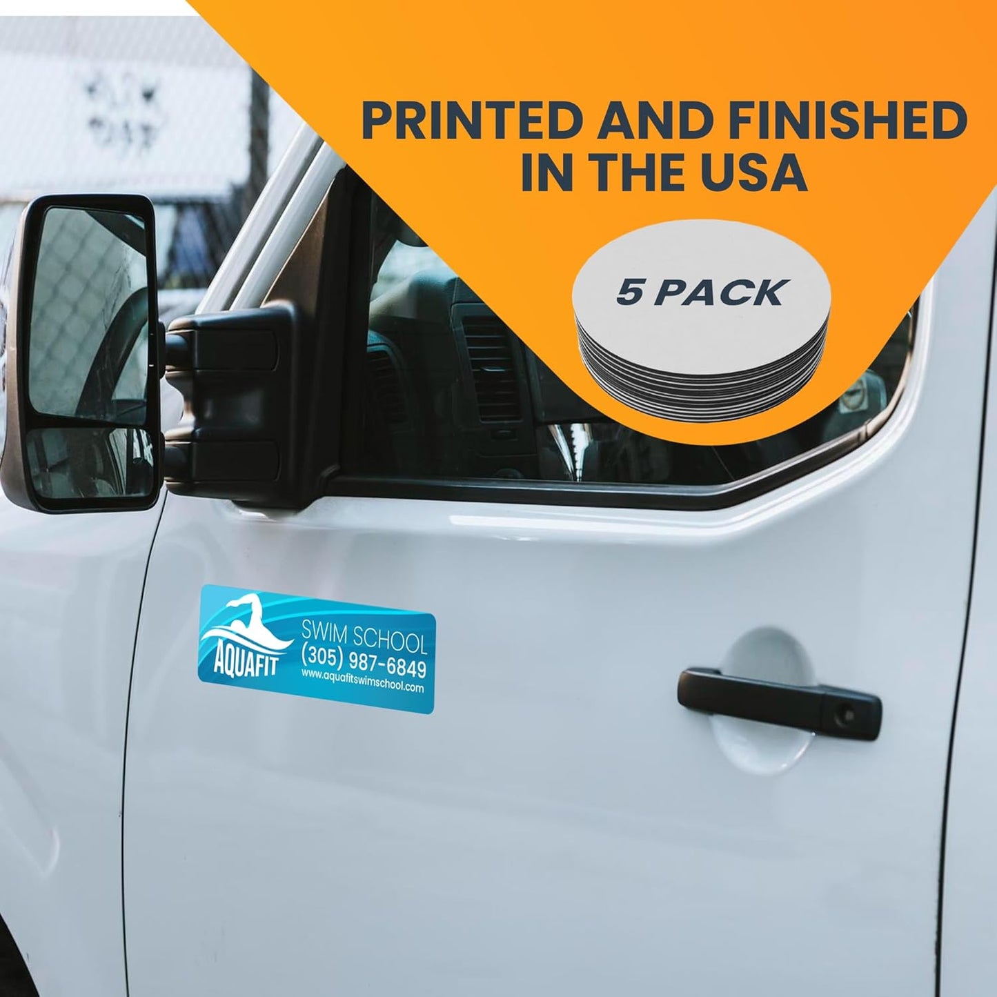 Magnet Me Up Custom 10x3 Inch Rectangle Magnet, 5 Pack, Customizable for Businesses, Personal Use, Choose Your Text, Upload Image, Magnetic Vinyl for Car and Any Magnetic Surface, Crafted in USA