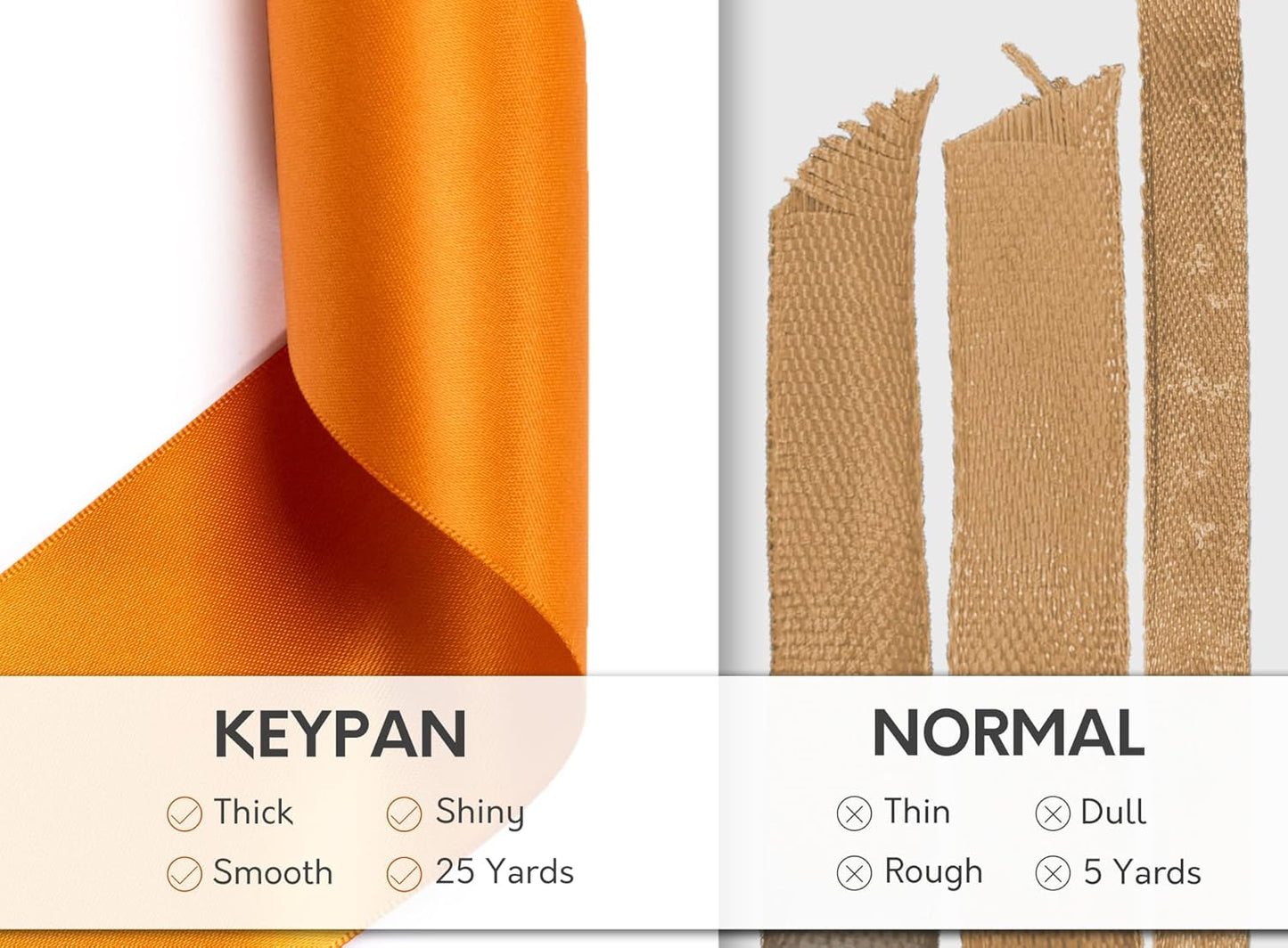 Satin Ribbon 2.5 Inch Double-Faced Ginger Polyester Ribbons 25 Yards for Crafts Flower Bouquet Gift Wrapping Wedding Invitation