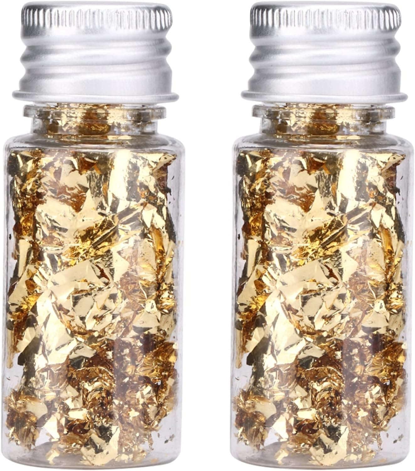 2 Bottles Gold Flakes, Premium Gold Leaf for Craft Art Decoration Perfect for Decorating Cakes Desserts Drinks Ice Cream Sushi