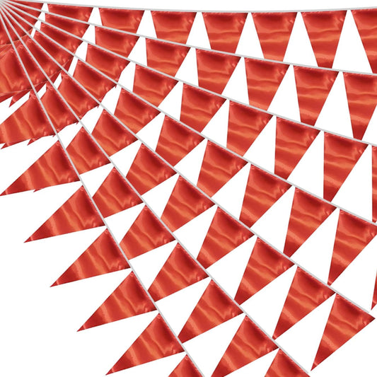 20M/65FT Red Triangle Pennant Banner Flag Metallic Fabric Bunting Garland for Christmas Graduation Wedding Engagement Anniversary Bachelorette Birthday Bridal Shower Valentines Hen Party Supplies