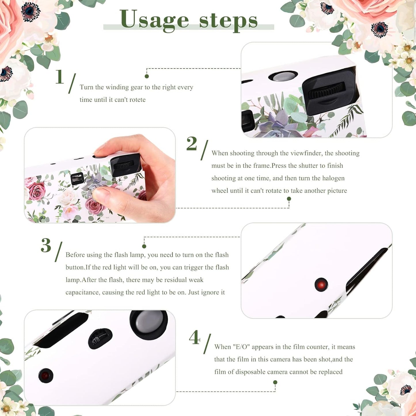 Zhengmy 10 Pack Disposable Camera Bulk for Wedding, 34mm Single Use Camera Bulk with Flash One Time for Gathering Wedding Travel(Pink Rose,Colorful Film)