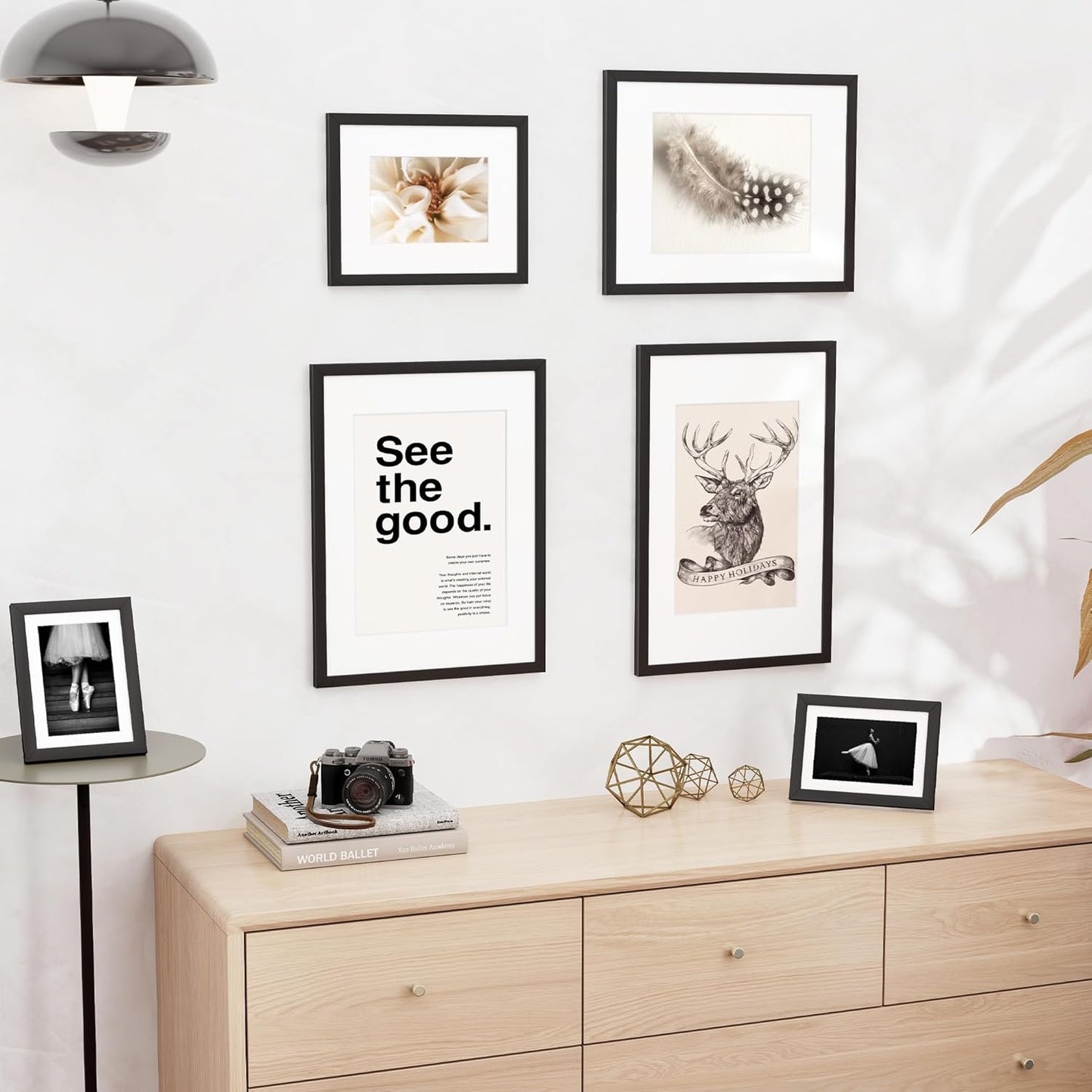 8x10 inch Picture Frame, 8x10 Photo Frames with 5x7 Removable Mat - High Definition Plexiglass - Vertical and Horizontal Display - Wall Hanging Frame - Black, 5 Pack