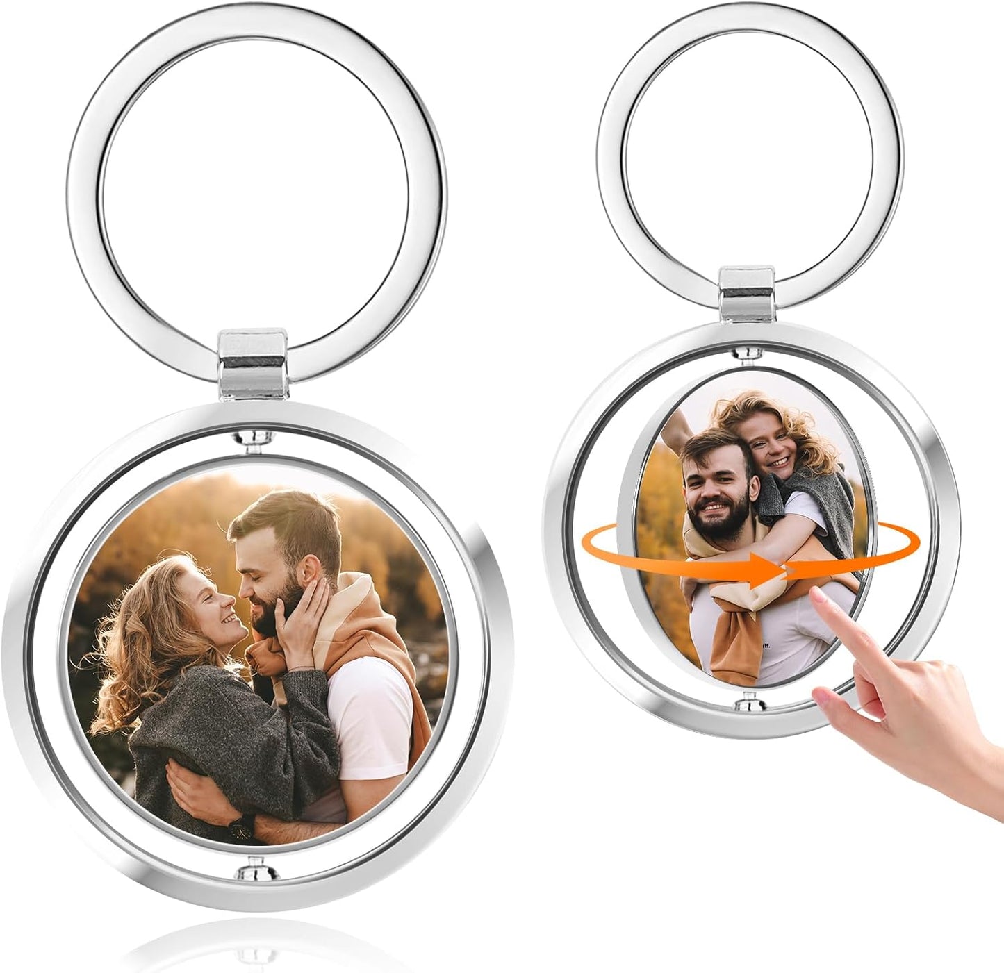 Custom Keychain with Picture, Personalized Photo Keychain with LOGO Text, Customized Gifts for Boyfriend Couple