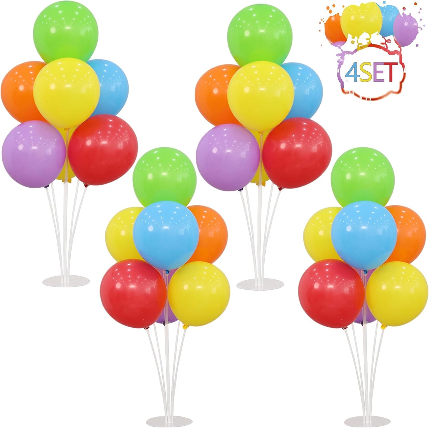 4 Balloon Stand Kit For Table With Base Centerpieces Rainbow Balloons Holder Birthday Party Decorations