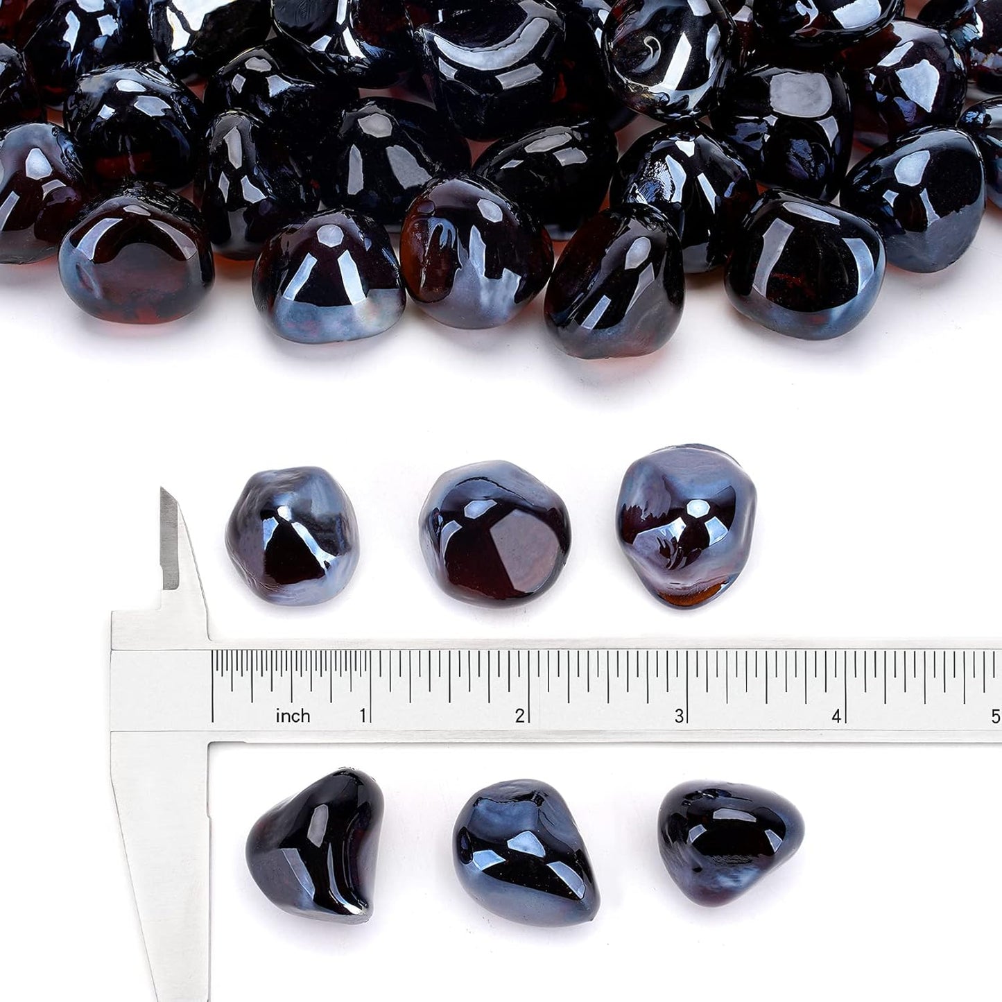 Stanbroil 10-Pound Fire Glass Diamonds - 1/2 inch Luster Fire Glass for Fireplace Fire Pit and Landscaping, Amber Luster