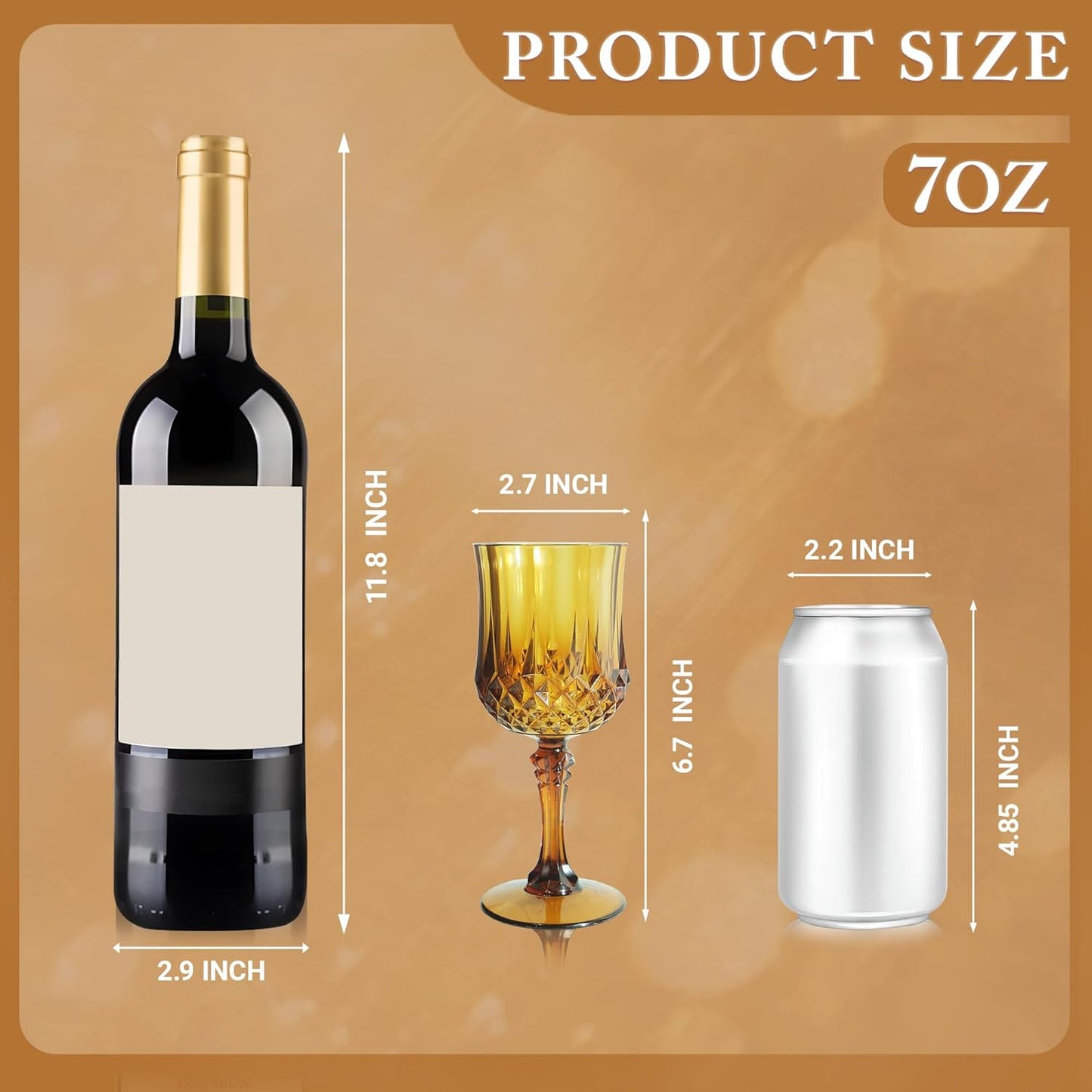 Plastic Wine Glasses，Plastic Goblets Vintage Style Cordial Drinking Glasses for Wedding Reception, Grand Event Party Supplies (12, Amber)