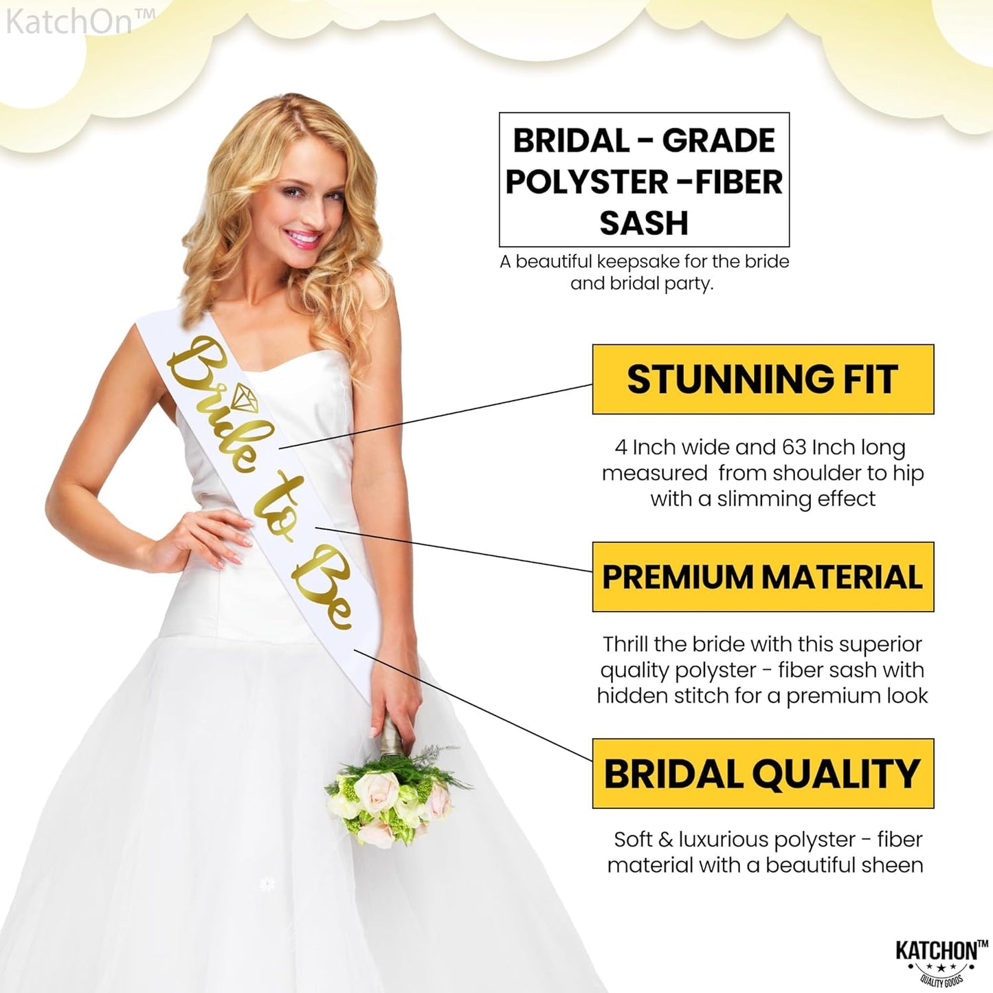 KatchOn, Gold Bride To Be Sash and Headband - Pack of 2 | Bachelorette Sash and Crown for Gold Bachelorette Party Decorations | Bride sash for Bridal Shower Decorations