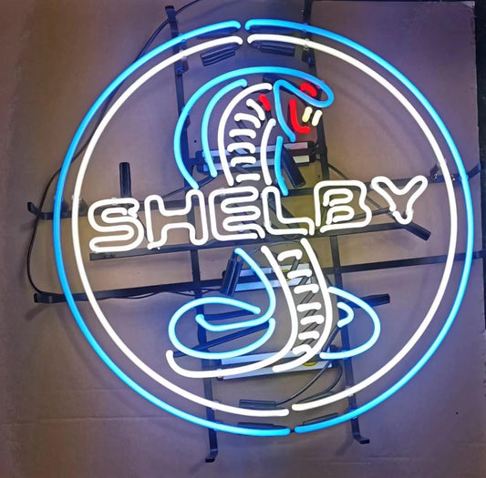 Neon Signs Beer Bedroom Shelby Cobra Round Glass Neon Signs for Office Hotel Cafe Party Man Cave Neon Light Art Wall Lights 24 X 20 Inches