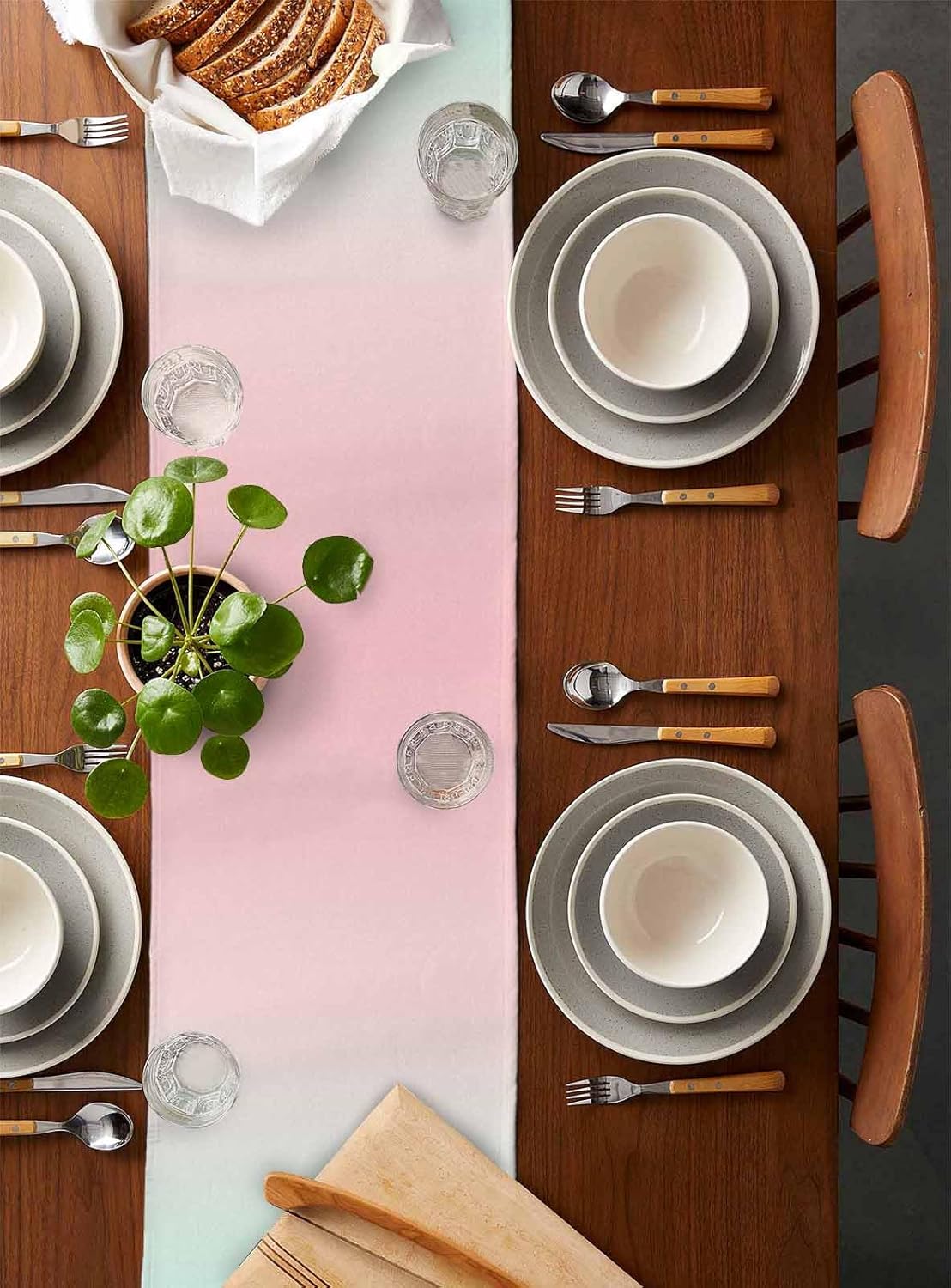 Tropical Flamingo Cotton Linen Table Runner for Dining Kitchen, Wedding Outdoor Party Tablerunners Decoration, Pink Bird Coastal Nautical Animal Dresser Scarf Coffee Tablecloth Runners 13x72 Inches