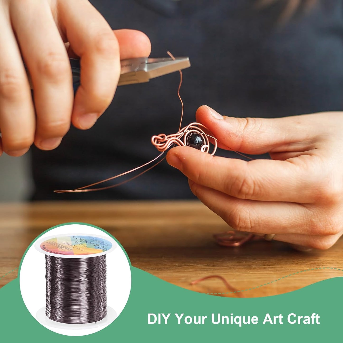 0.2mm Jewelry Wire, 32 Gauge 328FT Craft Wire Copper Beading Wire for Jewelry Making/Planting/Weaving/DIY Crafting, Soft Metal Wires [100M, Metallic Black]