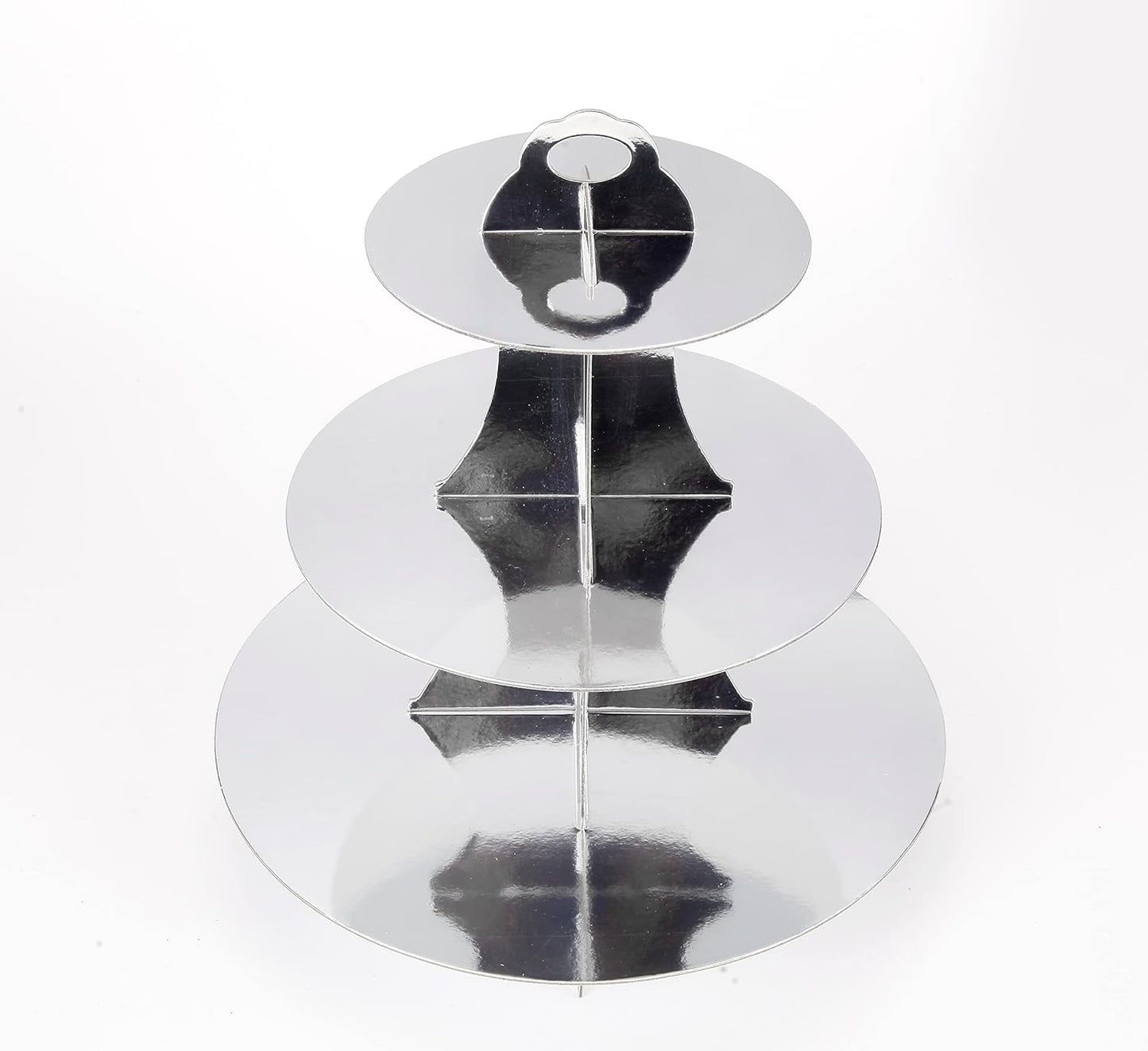 3-Tier Cupcake Stand, Sliver Cardboard Cake Stand Holder, Tiered DIY Cupcake Stand Tower for Dessert Table Displays, Birthday Theme Party Favors Decoration, Floral Tea Party, 12" W x 12.8" H