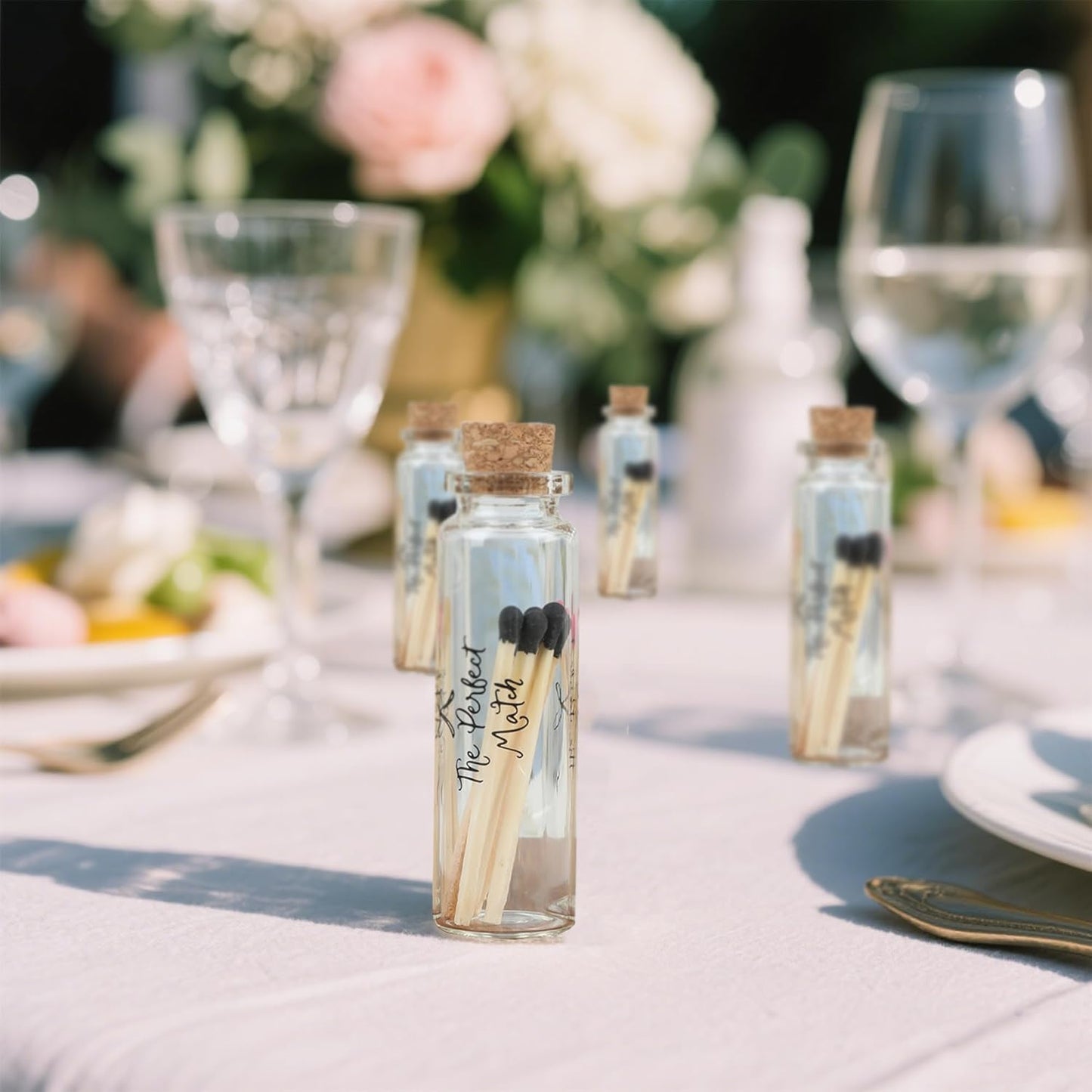 48 Matches Holders Empty Jars with 48 Striker Stickers, Empty Matches in A Jar with Striker DIY Wedding Favors, Candle Holder Containers & Bulk Storage| The Perfect Match Box (0.87x3.15 Inch) (48)