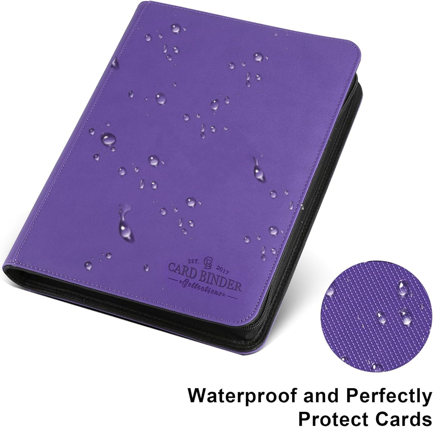 Trading Card Binder 16 Pocket, Foalgo PU Cover Card Binder for 1000+ Cards, Premium Trading Card Holder Folders, Double Sided Pocket Card Album for MTG, TCG (Purple)