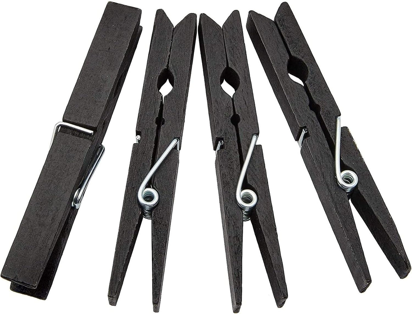 Juvale Wooden Clothespins - Indoor Laundry Hanging & Laundry Clips - Wooden Clothes Pins for Crafts & Photo Clips - Strong Spring Grip & Mini Clothespins - Pack of 100, 4 in, Black