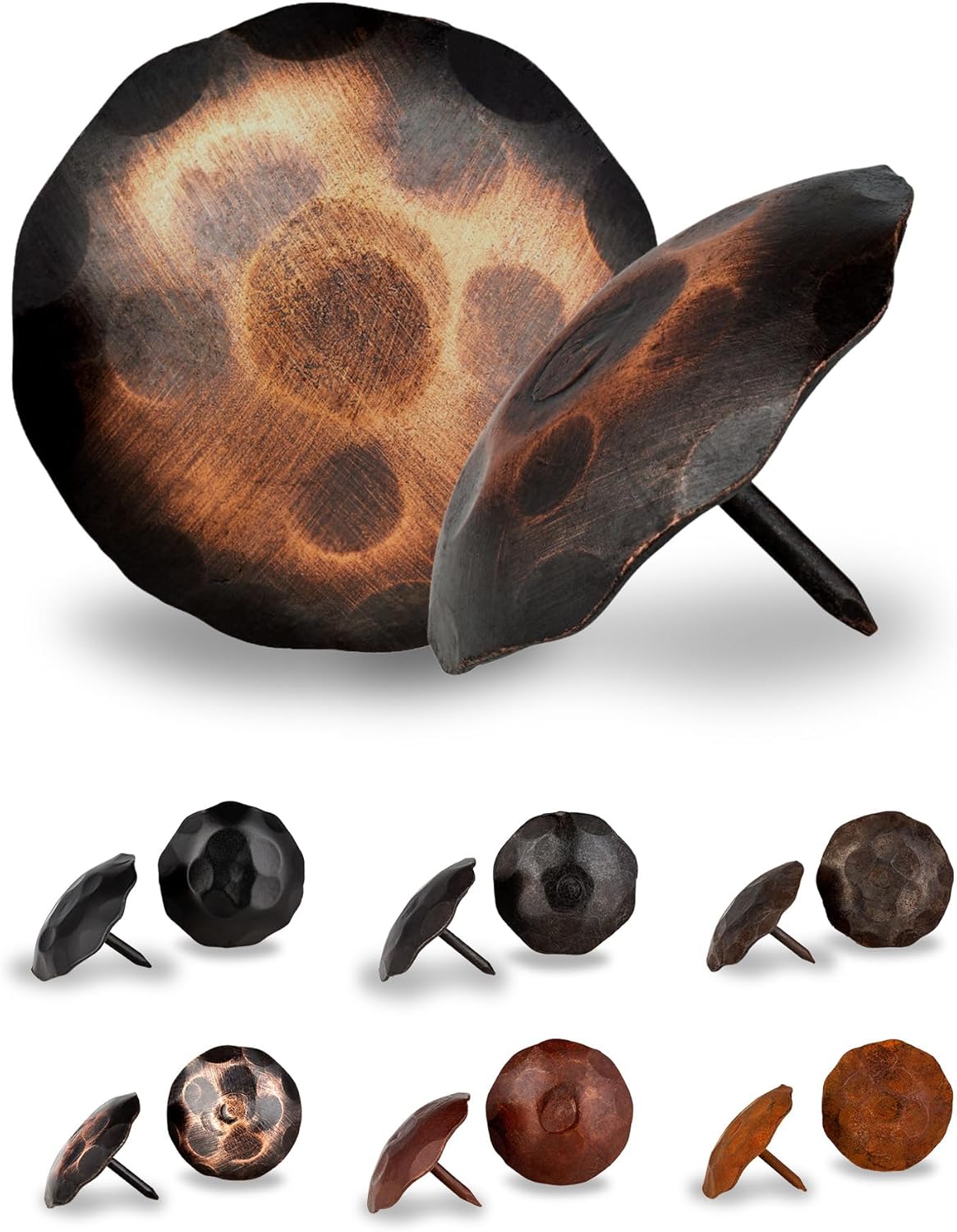 10 Pack 2" Round Head Iron Clavos Decorative Nails – Oil Rubbed Bronze – Handmade Rustic Round Fasteners for Farmhouse Shutters, Faux Wood, Barn Doors, Shutters, Gates – Ornamental Wood Accent