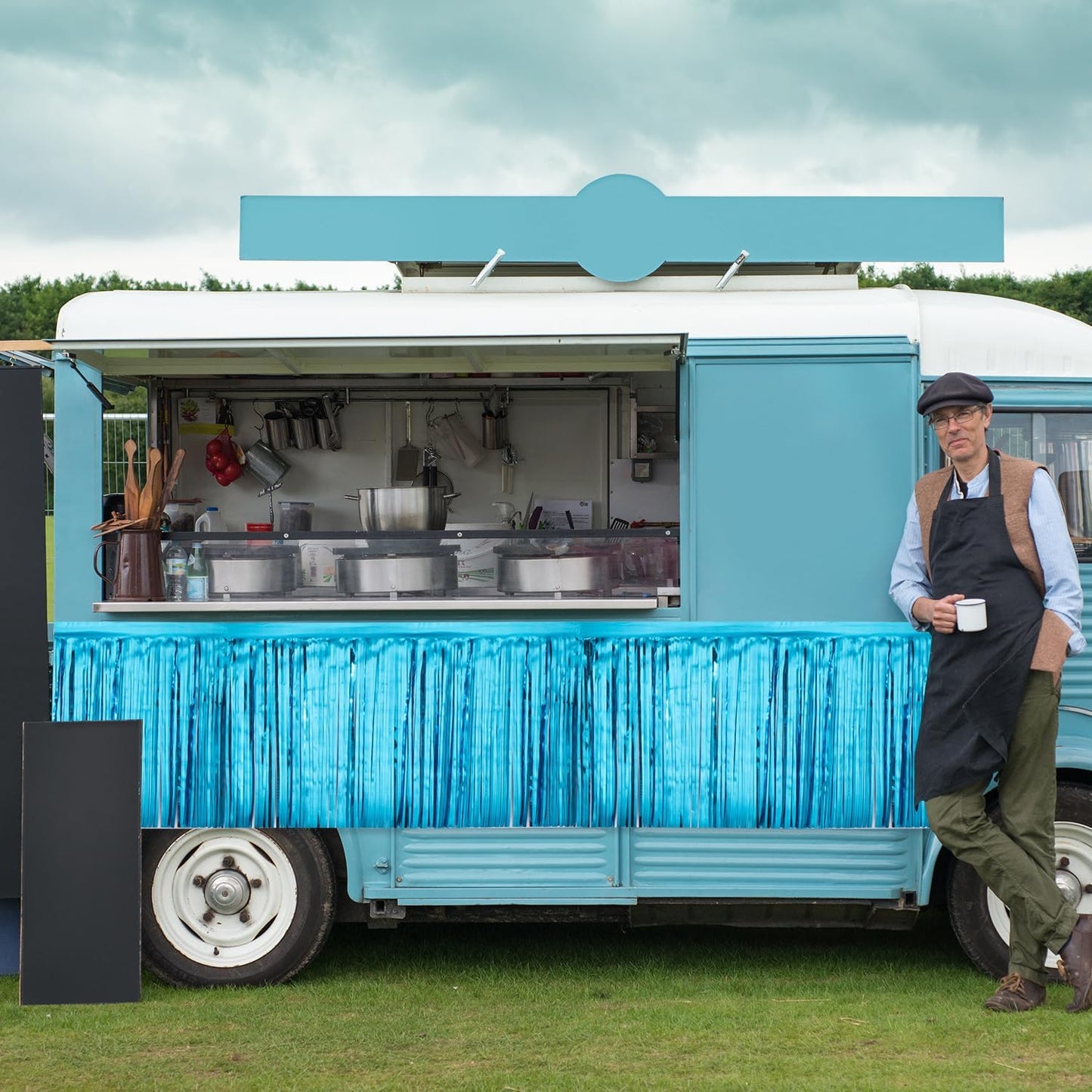 Light Blue Birthday Decorations Tinsel Garland Parade Float Decorations for Trailer 4Pack 12FT Under The Sea Party Decor Ceiling Fringe Banner Backdrop for Streamers Party Decorations