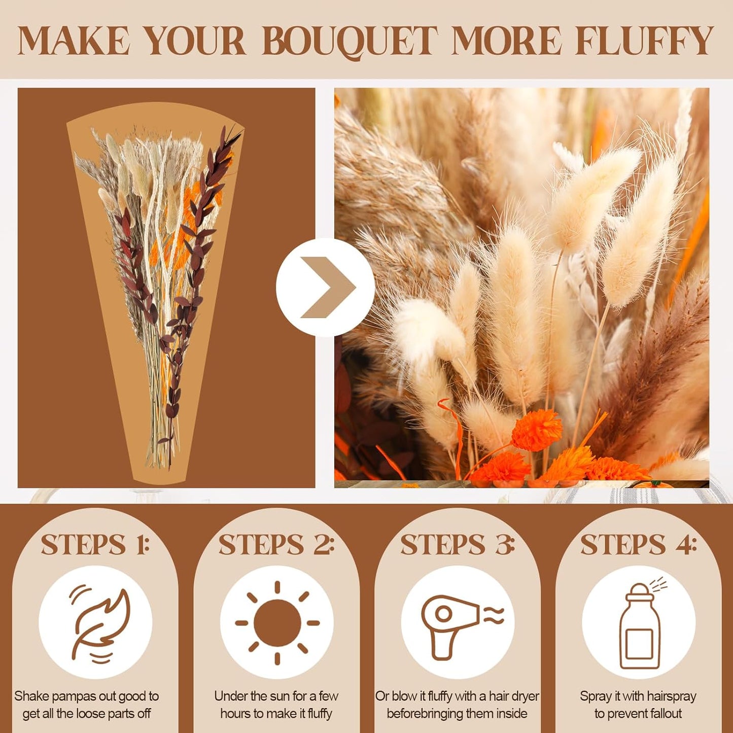 Fall Decor for Home Fall Vase with Boho Flowers Mini Pumpkin Vase Filler Set Rustic Thanksgiving Farmhouse Autumn Decorations Pampas Grass Dried Flower Pumpkin Centerpieces for Tables