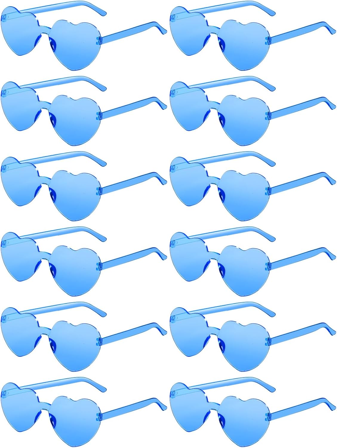 12 Pairs Heart Shaped Sunglasses for Women Colorful Glasses Fun Trendy Transparent Heart Sunglasses Party Favor (Blue)