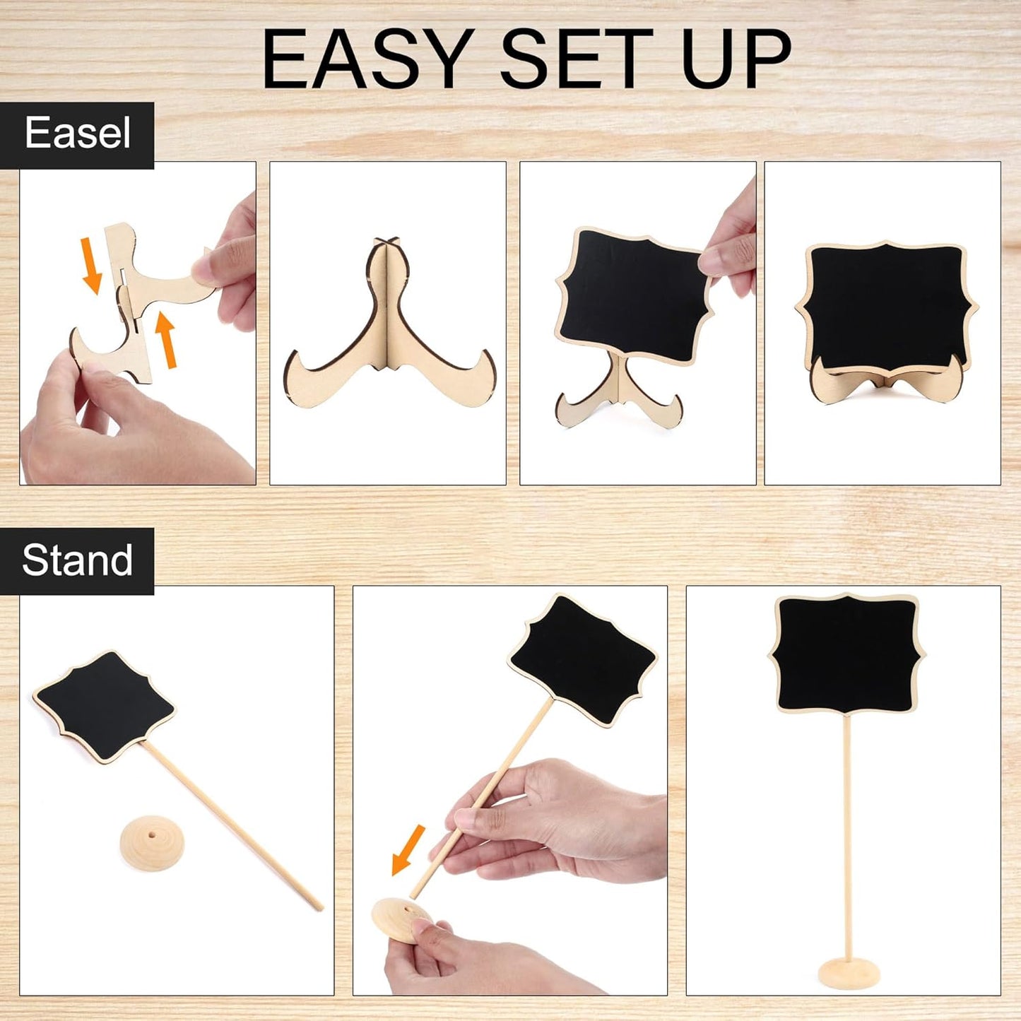 LotFancy 20 Pack Mini Chalkboard Signs with Support Easels and 10 Extra Stickers, Food Labels for Party Buffet Table, Weddings, Table Numbers, Message Board and Event Decorations