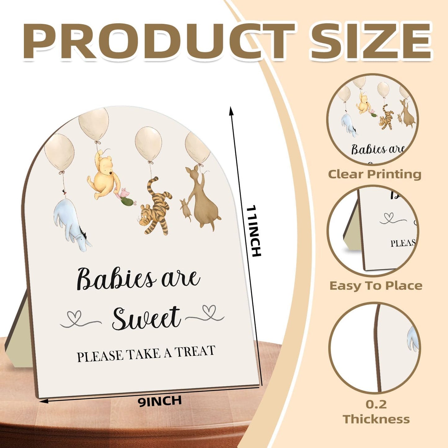 Winnie The Pooh Baby Shower Decoration Sign - Classic Pooh Babies are Sweet Please Take A Treat - 9 * 11IN