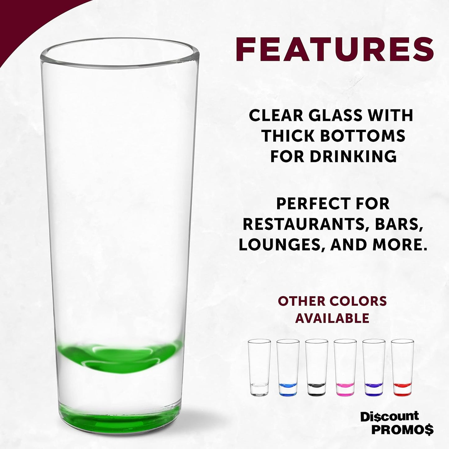 DISCOUNT PROMOS Cordial Shooter Shot Glasses 2 oz. Set of 10, Bulk Pack - Great for Birthdays, Parties, Indoor & Outdoor Events - Green