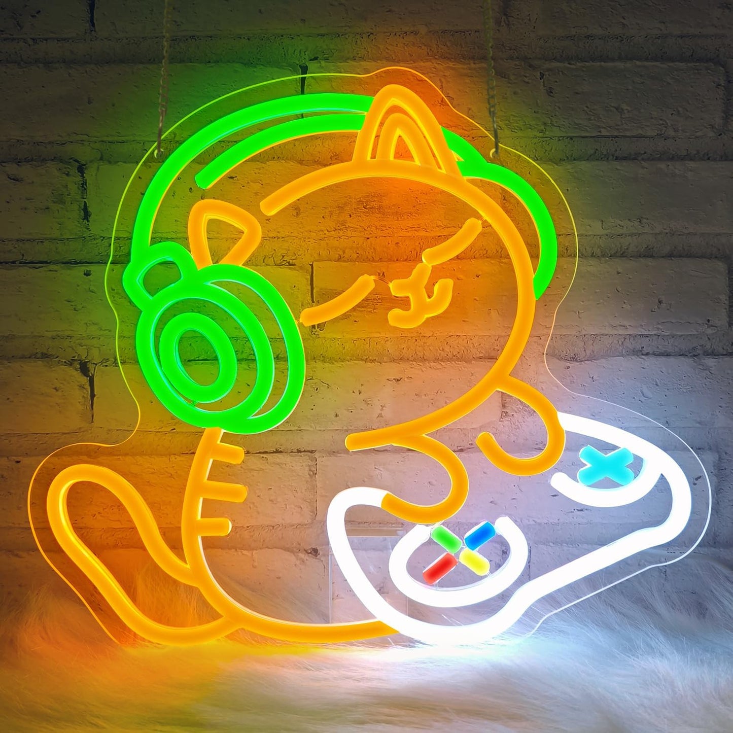 Cat Gamer Neon Sign,Cat with Headphones Led Sign,Neon Signs for Wall Decor,LED Gaming Neon Light for Boys Room,Game Room,Bedroom Decor,Anime Neon Wall Light for Mancave